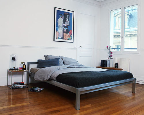 双人床 - PURE  - Hans Hansen Furniture - 现代风格 / 带床头板 / 磨砂不锈钢