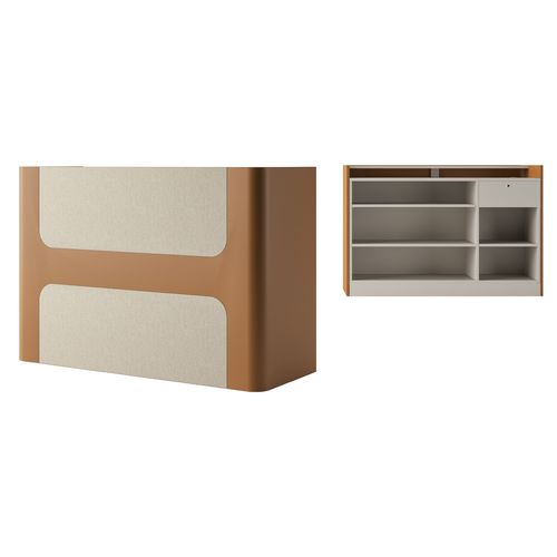 层压板前台接待桌 - H DESK 150 - Gamma & Bross - 乙烯基 / 仿皮 / 用于理发店