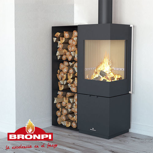 木材采暖炉 - BOMBAY-E - Bronpi - 5 kW...10 kW / 独立式 / 转角式