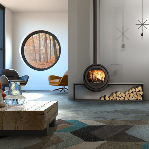 木材采暖炉 - Dik Geurts - Odin Front, Plateau - DRU - 0 - 5 kW / 5 kW...10 kW / 落地式