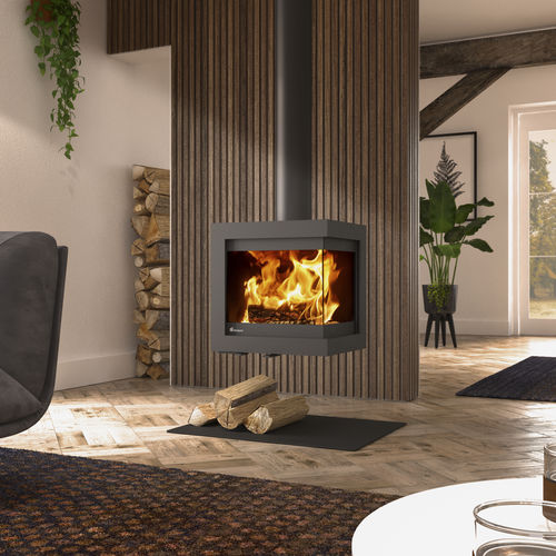 木材采暖炉 - Dik Geurts - Bora Corner, Fixed - DRU - 4 kW / 5 kW...10 kW / 悬挂式