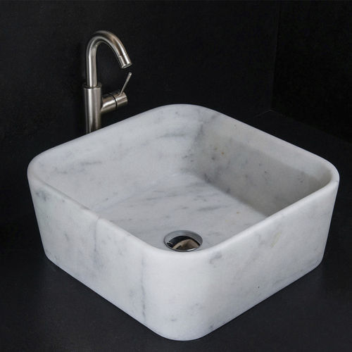 台上盆 - SQUARE CARRARA T - PIETRE DI RAPOLANO PDR SRL - 大理石 / 哑光效果 / 高亮光