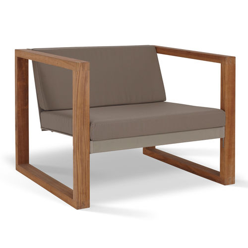 现代风格扶手椅 - POLTRONA LOUNGE TEAK - FueraDentro - Batyline® 材质 / 柚木 / 白色