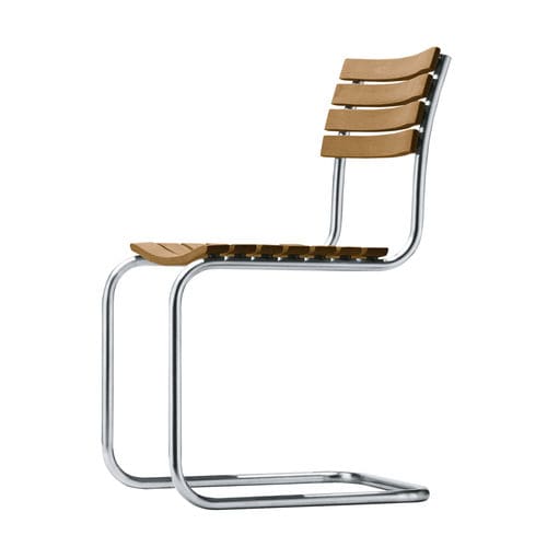 现代风格花园椅子 - S 40 - THONET/索耐特 - 户外 / 绿柄桑木 / 不锈钢桌脚