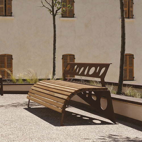现代风格花园椅 - GREEN PALACIO - CYRIA | Mobilier Urbain - 木质 / 钢 / 热喷漆钢