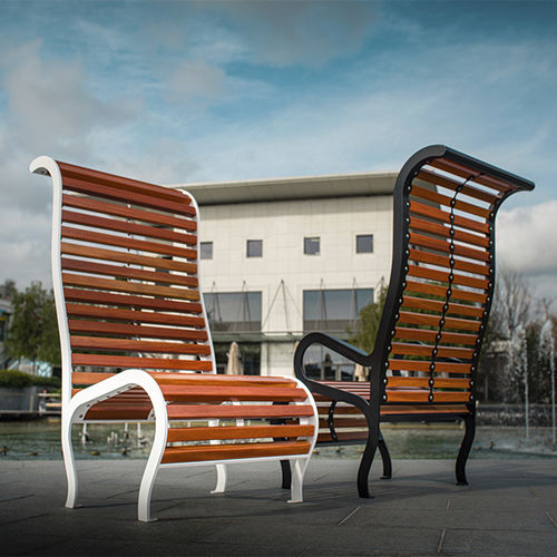 现代风格市政椅 - M-A KUSTOM - CYRIA | Mobilier Urbain - 木质 / 钢 / 高背