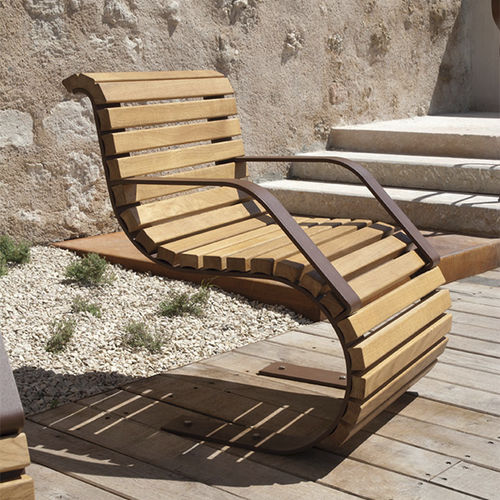 现代风格花园椅子 - MIGRATION - CYRIA | Mobilier Urbain - 户外 / 木质 / 钢座桌脚
