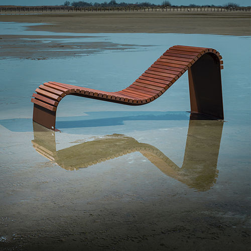 现代风格日光浴躺椅 - MAGNUM - CYRIA | Mobilier Urbain - 异国木材 / 热喷漆钢 / 沙滩