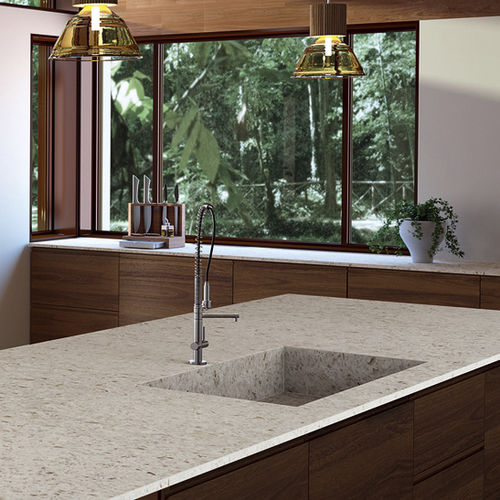 石英复合材料厨房台面 - WHITE AMA - COMPAC The Surfaces Company - 厨房 / 抛光