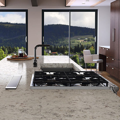 石英复合材料厨房台面 - BROWN AMA - COMPAC The Surfaces Company - 厨房 / 方形边