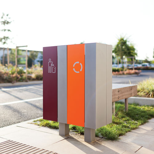 公共垃圾桶 - NANUK - mmcité street furniture - 垃圾分类 / 带脚 / 电镀钢