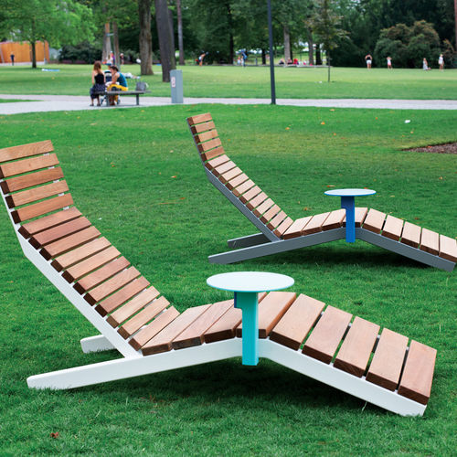 现代风格日光浴躺椅 - RIVAGE - mmcité street furniture - 异国木材 / 实木 / 不锈钢