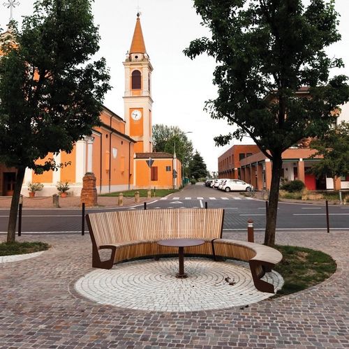 现代风格公共长椅 - LANDSCAPE COMPACT - mmcité street furniture - 硬木 / 刺槐木 / 电镀钢
