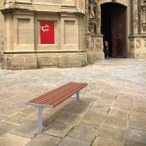现代风格公共长椅 - EMAU SOLO - mmcité street furniture - 硬木 / 刺槐木 / 电镀钢