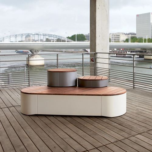 现代风格公共长椅 - URBAN ISLANDS - mmcité street furniture - 硬木 / HPL / 无靠背