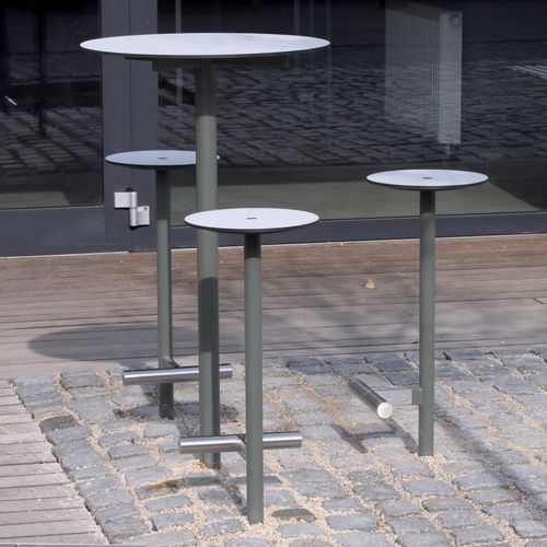 现代风格高脚桌 - BISTROT - mmcité street furniture - HPL / 镀锌钢桌脚 / 圆形