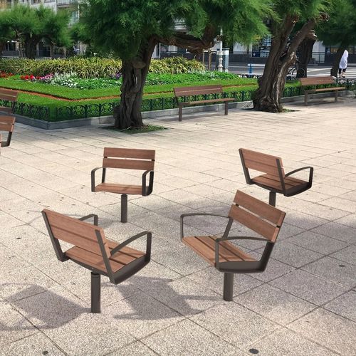 现代风格市政椅 - INTERVERA - mmcité street furniture - 木质 / 电镀钢 / 公共空间