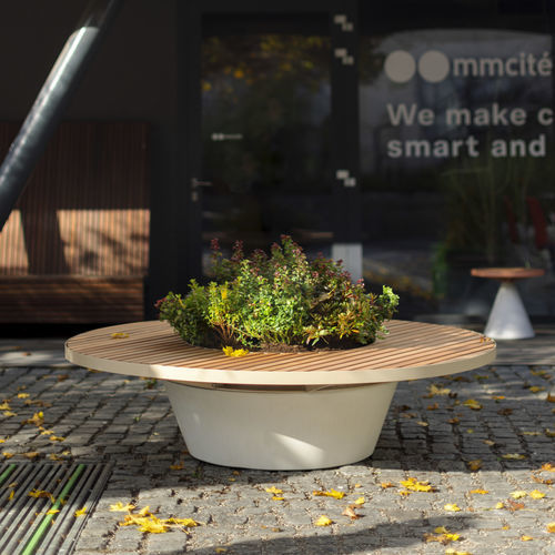 现代风格公共长椅 - CONICS - mmcité street furniture - 异国木材 / 刺槐木 / 混凝土