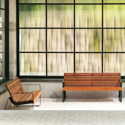 现代风格公共长椅 - PREVA URBANA - mmcité street furniture - 实木 / 电镀钢 / 带椅背