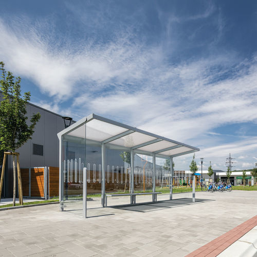玻璃公交站台遮阳棚 - AUREO - mmcité street furniture - 电镀钢 / 木制 / 聚碳酸酯