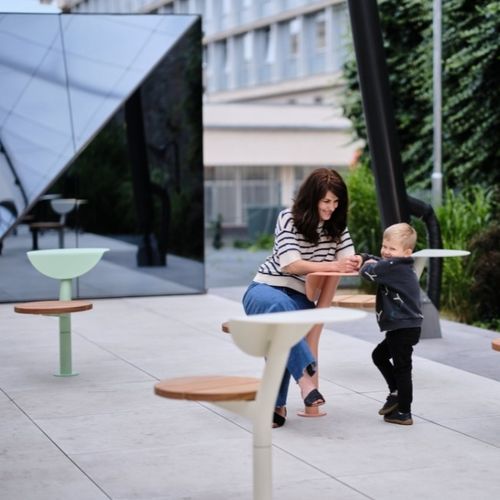 现代风格公共长椅 - MORESE DOT - mmcité street furniture - 钢 / 木制 / 游乐场