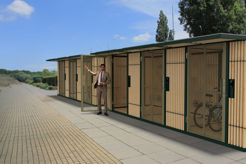 安全自行车停放处 - CUBY LOCK - mmcité street furniture - 模块化 / 电镀钢 / 木质