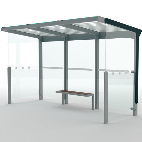 玻璃公交站台遮阳棚 - AUREO - mmcité street furniture - 电镀钢 / 木制 / 聚碳酸酯