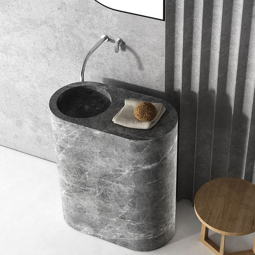 落地式台盆 - JP COLUMN - COCOON - 天然石材 / 带台面 / 圆形