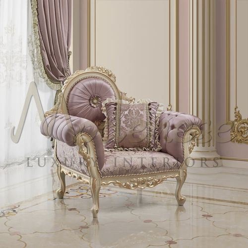 维多利亚风格扶手椅 - 15424 - Modenese Luxury Interiors - 布料 / 木质 / 粉色
