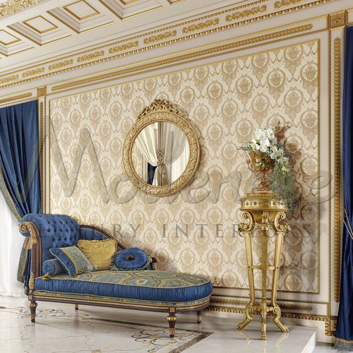 传统风格贵妃沙发椅 - 14552 - Modenese Luxury Interiors - 布料 / 木质 / 木桌脚