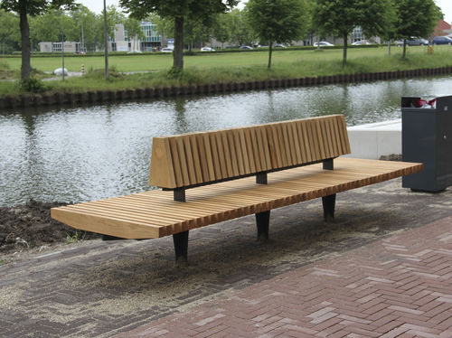 现代风格公共长椅 - PANARO - ANAE street furniture - 木质 / 粉末涂层钢 / 带椅背
