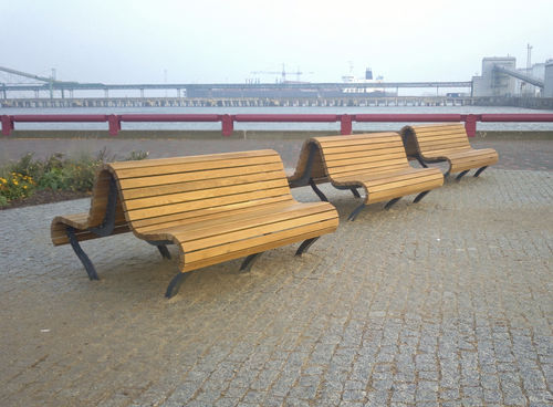 现代风格公共长椅 - ONEGA - ANAE street furniture - 木质 / 粉末涂层钢 / 带椅背