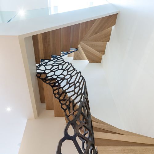 高端楼梯 - CELLS CLABON MEWS, LONDON - EeStairs - U形 / 栎木台阶 / 金属结构