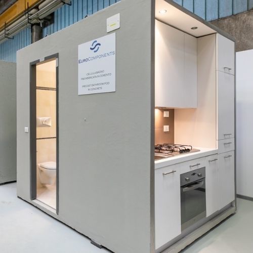 紧凑型小型厨房 - COMBI - eurocomponents spa - 钢 / 电镀钢 / 钢筋混凝土