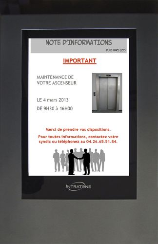 壁挂布告板 - TABLEAU D'AFFICHAGE NUMERIQUE - Intratone - 室内 / 数字 / 钢