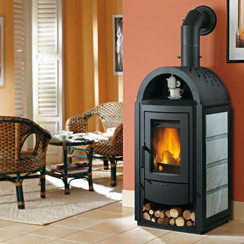 木材采暖炉 - SVEZIA NEW BII - La Nordica-Extraflame - 10 kW...20 kW / 现代风格 / 钢