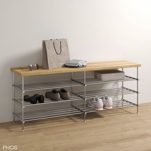 现代鞋架 - SB1200-3-Eiche - PHOS Design GmbH - 自承重 / 磨砂不锈钢 / 不锈钢