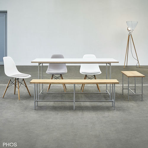 现代风格餐桌 - KATI-E1-200x90-MW - PHOS Design GmbH - 三聚氰胺 / 不锈钢桌脚 / 长方形