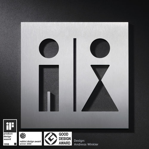 卫生机构用门上标识 - PS0201 - PHOS Design GmbH - 磨砂不锈钢 / 粘贴式 / 办公室