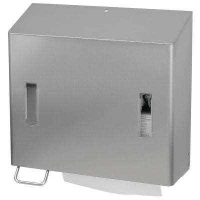 壁挂擦手纸分配器 - CPU 2L E/S ST - OPHARDT Hygiene-Technik GmbH - 不锈钢 / 配有皂液出液机 / 商用