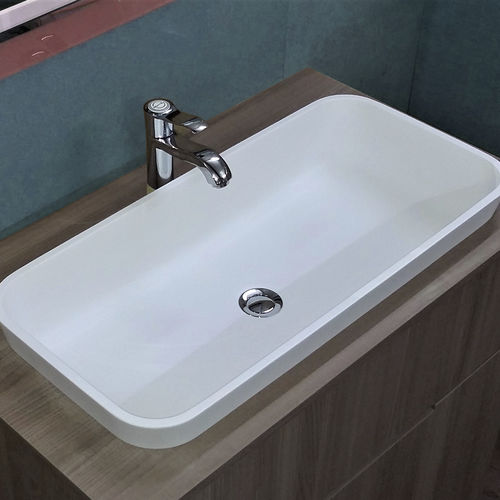 半嵌入式台盆 - FIDIA - COMPAB - Corian®可丽耐 / 长方形 / 现代风格
