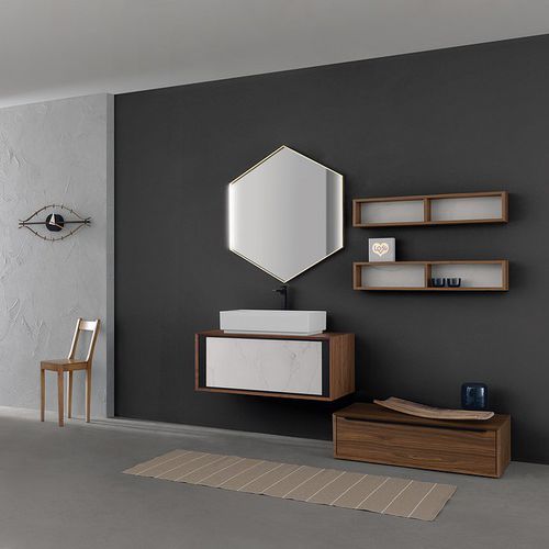壁挂式台盆柜 - 41 A/B / 44 A/B / 46 / 48 / 50 A/B / 51 A/B / 55 - COMPAB - 胡桃木 / 现代风格 / 带抽屉