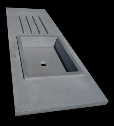 单槽厨房水槽 - BALIAN BETON Atelier - 带沥水架 / Ductal®UHP混凝土 / 整体式