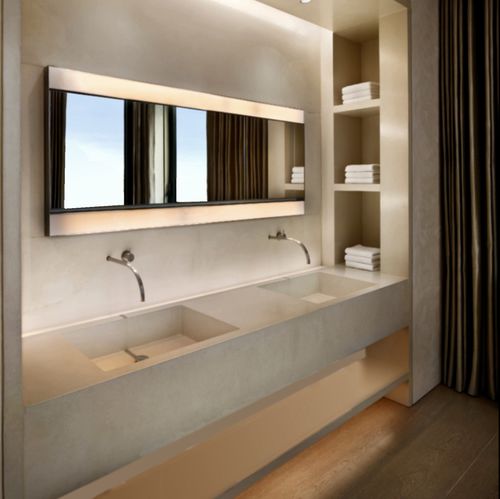 悬挂式台盆 - BLANC DESIGNO - BALIAN BETON Atelier - Ductal®UHP混凝土 / 带台面 / 双