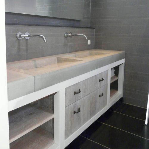 双洗手盆台面 - INTENSITE DU GRIS - BALIAN BETON Atelier - Ductal®UHP混凝土