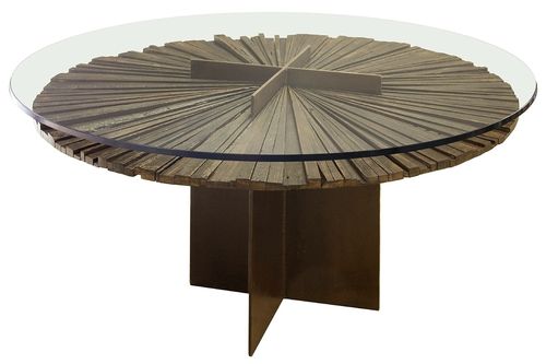 现代风格桌 - MANDALA - Rotsen Furniture - 玻璃 / 圆形 / 回收材料