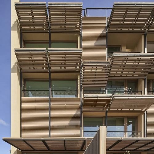 松木建筑遮阳板 - Thermo-D - Grupo GUBIA - 用于外墙 / 卧式 / 固定