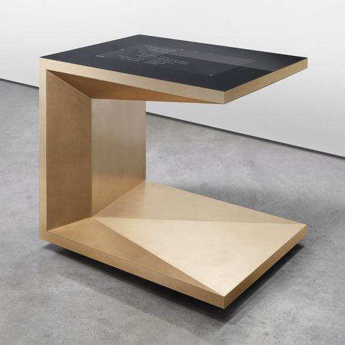 现代风格工作台 - M.POD - Steininger Designers - 淬火玻璃 / 钢座桌脚 / 黄铜桌脚