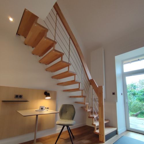 直线型楼梯 - OPTIMA HABITAT - Créateur d'escaliers Treppenmeister - 栎木台阶 / 胶合板台阶 / 阶梯