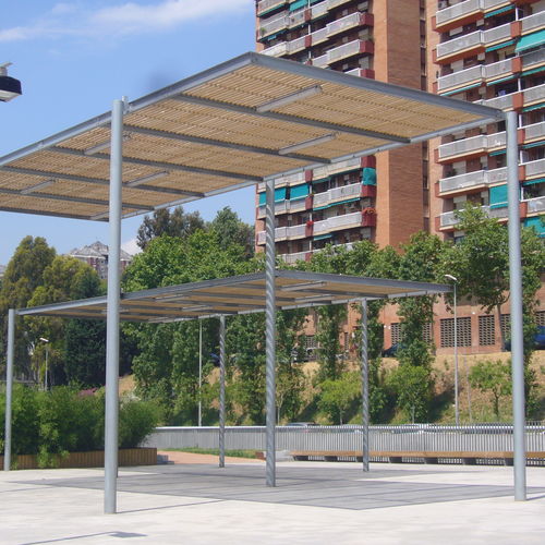 表面安装凉棚架 - PERGOLA HABANA - URBADIS Microarquitectura - 钢 / 电镀钢 / 木制棚顶
